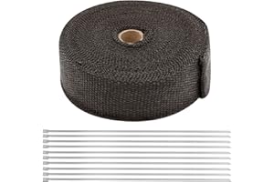 Anxingo 2" x 50' Black Exhaust Wrap Heat Shield Tape Roll for Motorcycle ATV Truck Auto Marine Car Fiberglass Heat Tape (1 Pa