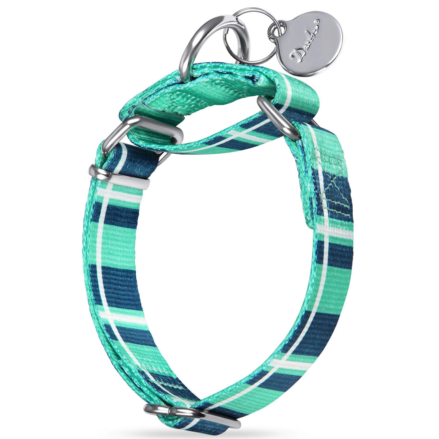 Dazzber Martingale Collars for Dogs – Soft Adjustable Dog Collar, Durable D-ring Heavy Duty, Choke Collar for Large Medium Small Dogs (Large, Teal Plaid) — image 1