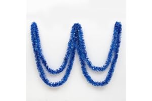 JILIMELI 26.2 Ft Tinsel Garland, Blue Holiday Metalic Decorations for Birthday, Wedding, Festivities, Halloween, Christmas, Xmas Sparkly Garlands for All-Season Indoor Outdoor Home Party Decor
