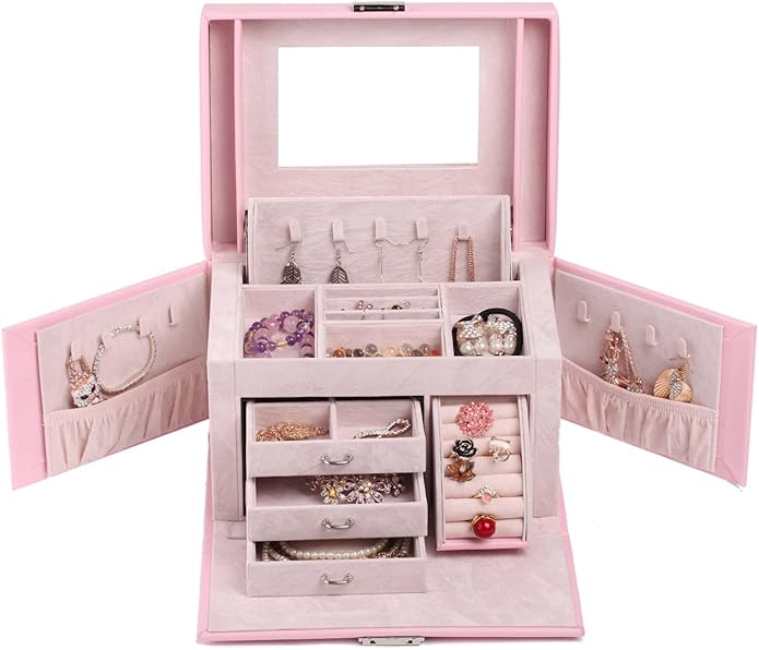 Amazon.co.jp： ローリング(ROWLING) ジュエリーケース 大容量 アクセサリー収納ボックス 小物入れ (PINK) ジュエリー