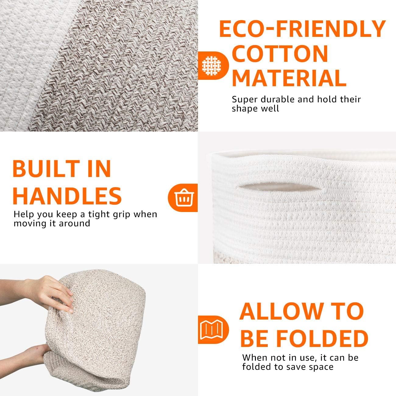 Cosyland XXLarge 50x50x33cm Cesta de Colada Almacenamiento Tejida