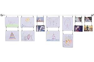 Wallniture Barre Wire Picture Hangers for Kids Crafts and Artwork, Expandable 196 Inch Wall Decor with 48 Clips Set