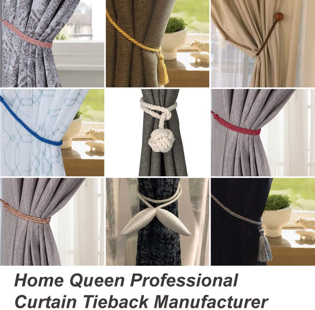 Home Queen Magnetic Curtain Tiebacks, Decorative Drape Tie Backs Holdback Holder for Window Draperies, 4 Pack, Solid Black: Home & Kitchen