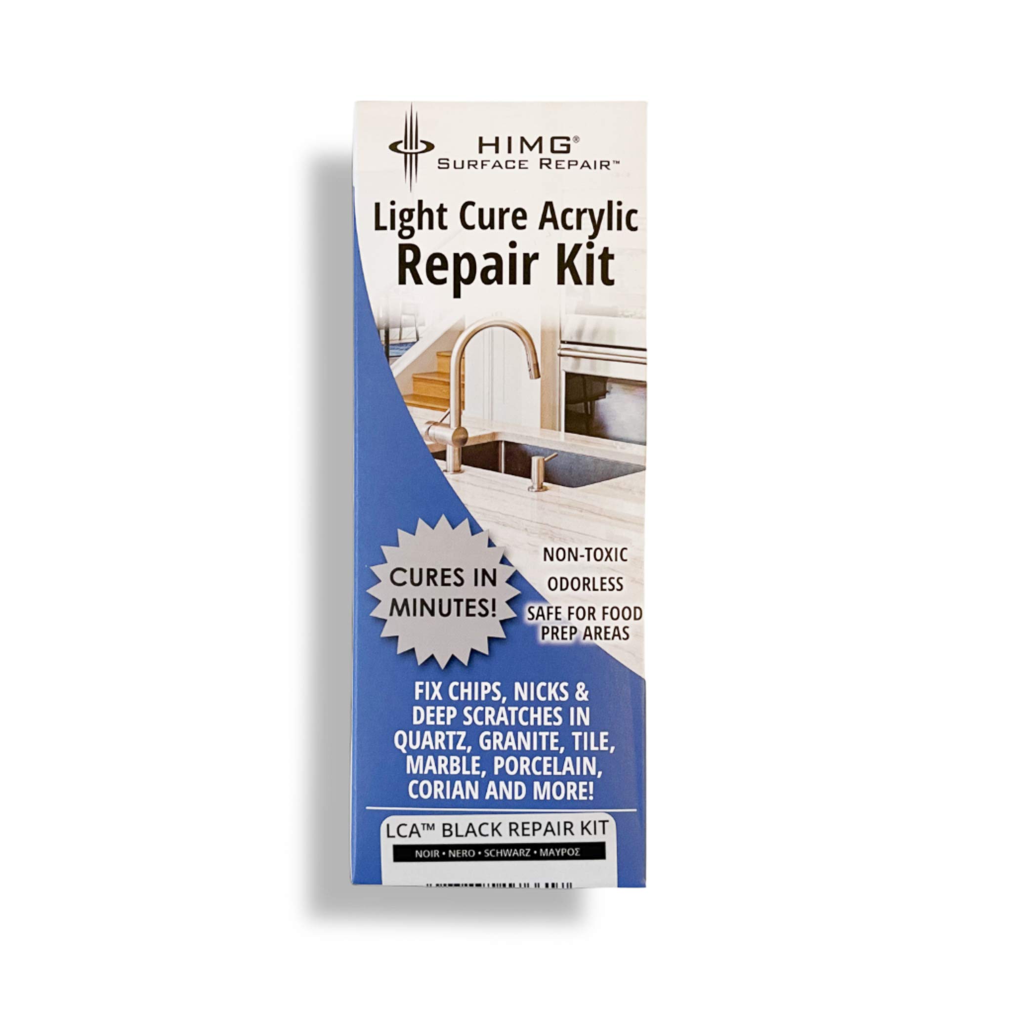 Black - Granite, Quartz, Marble, Corian, Porcelain Worktop Chip Repair Kit - Black Granite Repair Kit - HIMG Surface Repair