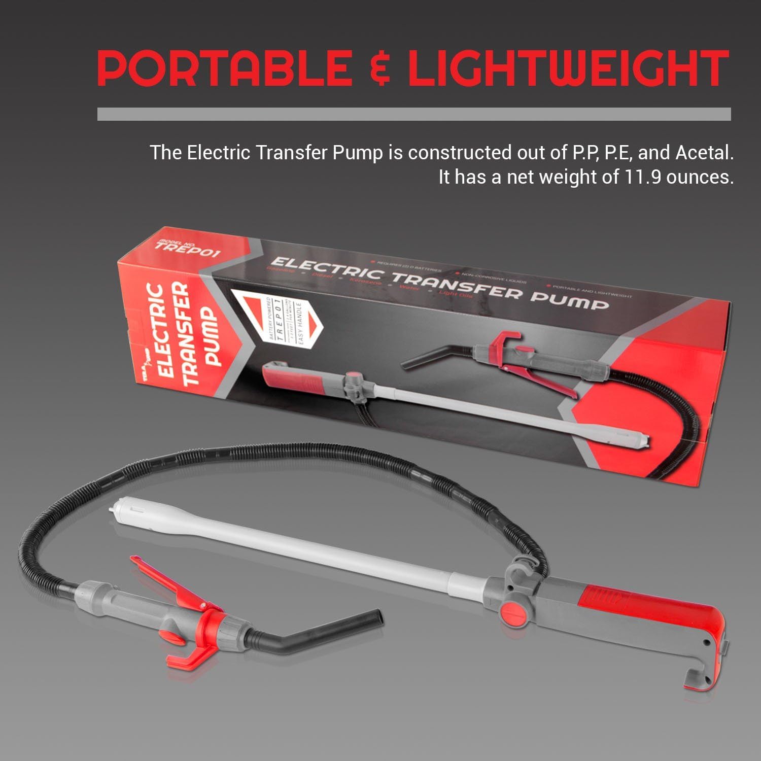 TeraPump A-TREP01-001 TREP01 Multi-Purpose Battery Powered Fuel Transfer Pump - 2D Battery, 2.5 GPM: Automotive