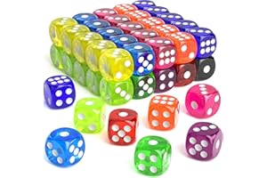 Rerdeim 60 Pieces Dice Set, 16mm Standard Bulk 6 Sided Colored Dices for Board Games, Math Learning, Classroom, 10 Color, 6 Pieces of Each Color