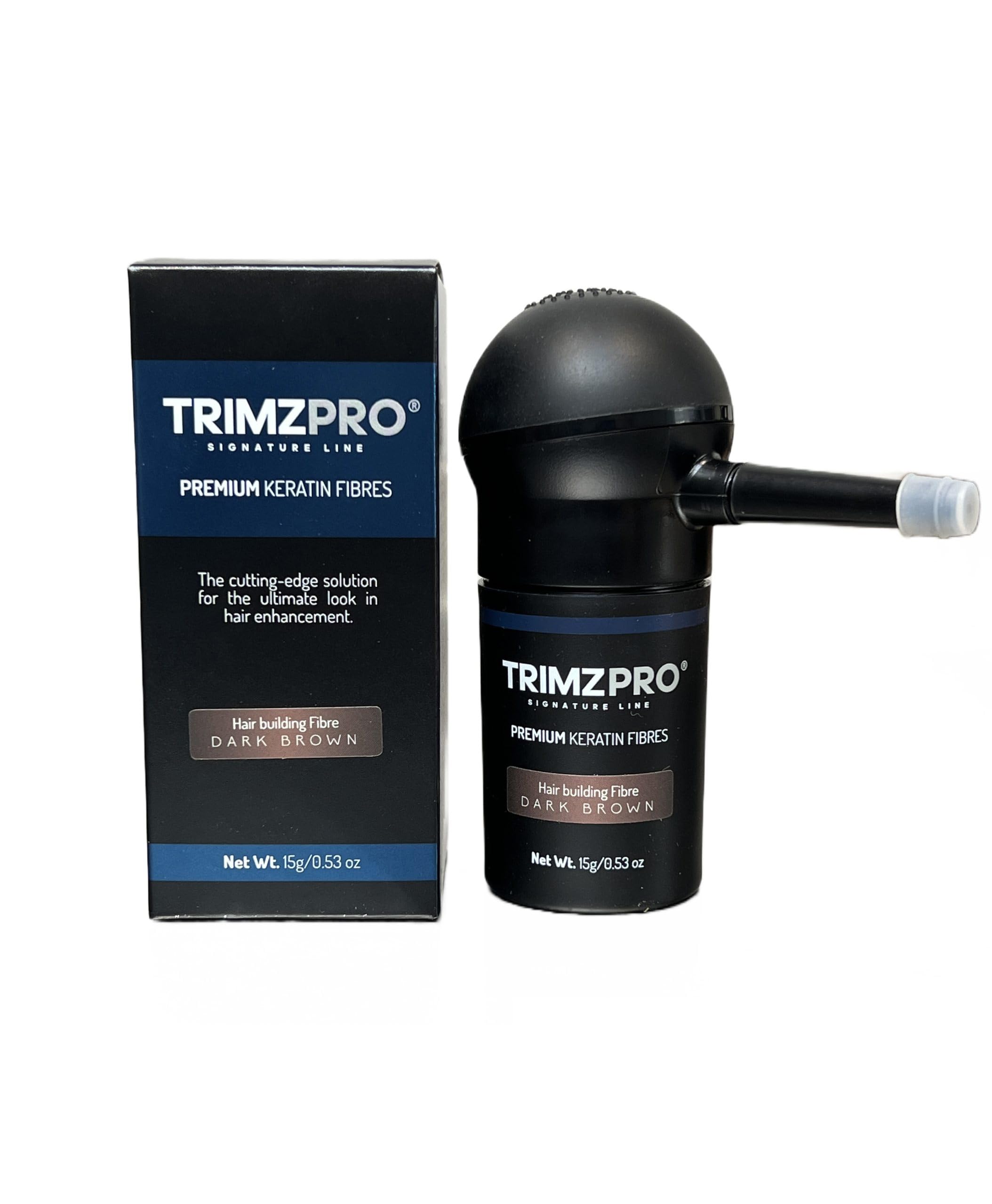 Trimzpro Signature Keratin Hair Fibres 14g - 10 Shades | Instant Thickening & Concealing Powder | Lock-In Tech for Natural Look & Durability | Hair Volumizer for Men & Women, DARK BROWN