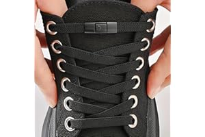 Flat Elastic No Tie Shoe Laces for Sneakers, Stretch Tieless Shoelaces for Adults, 1 Pair Black