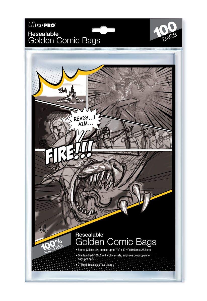 Ultra Pro Golden Size 7-3/4" X 10-1/2" Resealable Comic Bags