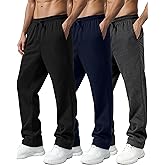 Vividpoint 3 Pack Fleece Sweatpants for Men Open Bottom Baggy Drawstring Athletic Sweat Pants with Pockets