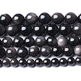8MM 46PCS Natural Stone Silver Obsidian Loose Beads for Jewelry Making DIY Bracelet