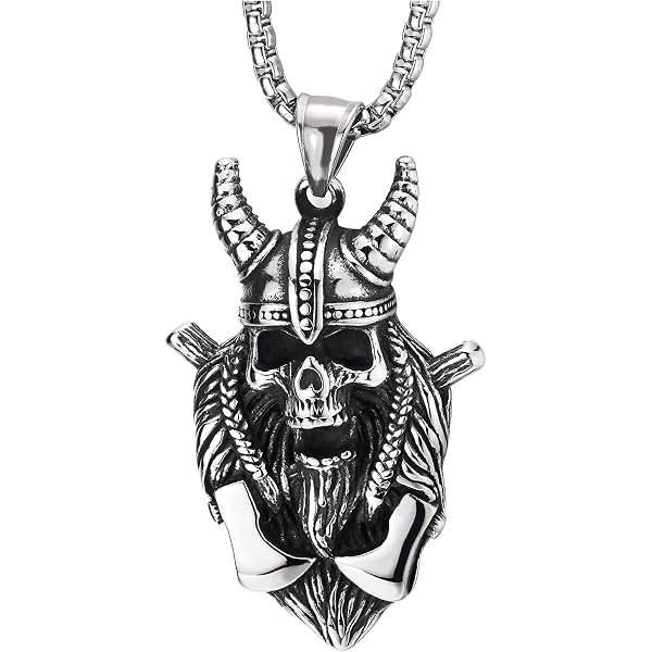 Collier Faucheuse Homme PikaLF - Pendentif Tête De Mort Faucille, Acier Inoxydable Noir