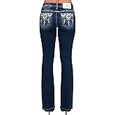 Miss Me Women's Reverie Dreams Dreamcatcher Embellished Pockets Mid-Rise Bootcut Jeans