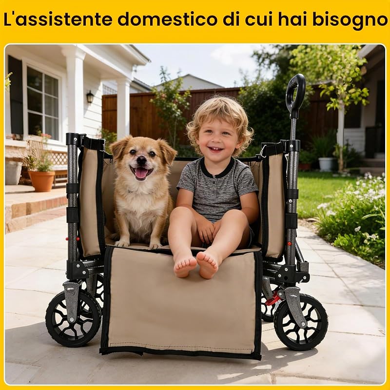 Carrello Pieghevole con Ruote 70L Portatile Cachi