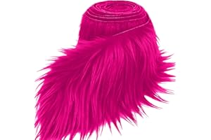 ADLBBKIY Hot Pink 2x60Inch Faux Fur Shaggy Plush Faux Fur, Fabric Precut Strips Fluffy Fuzzy Faux Fur, Craft Beard Hair, Beard Miniature Dolls Rugs Mats Gift, Winter Halloween Christmas Costume Party Decor
