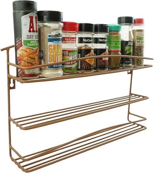 Amazon Com Wall Mount 3 Tier Metal Spice And Grinder Rack Kitchen