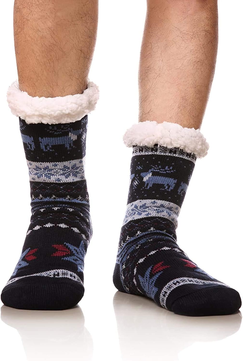 Generic Boy's Slipper Socks Winter Fuzzy Fleece Lined Cozy Thick