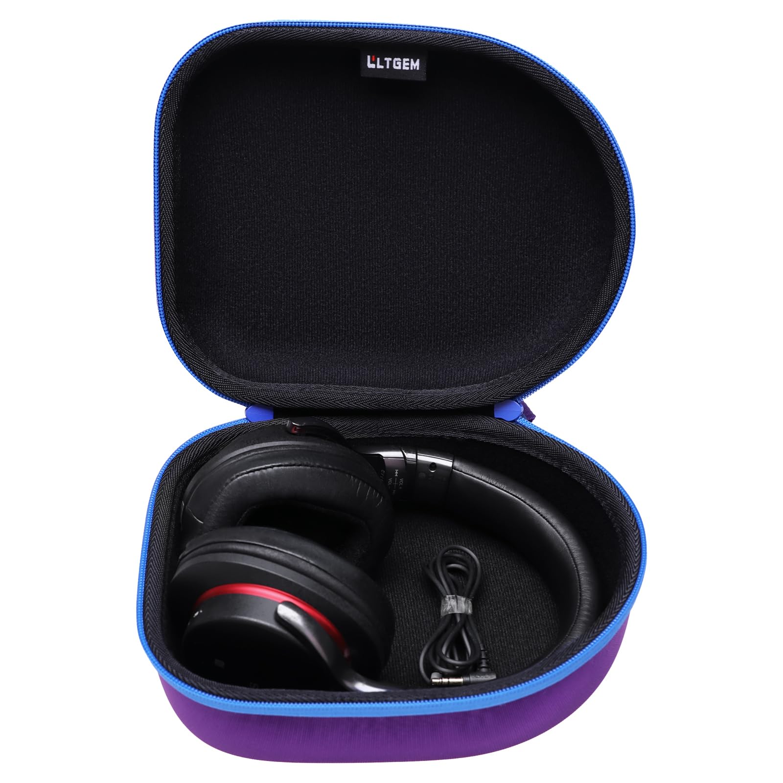 Photo 1 of Headphone Headset Case Compatible with JBL, Beats, Sony, Soundcore Anker, Raycon, TOZO, SteelSeries, Logitech, Jabra, Bose, Audio-Technica, Sennheiser Headphones, Dark Purple+Black