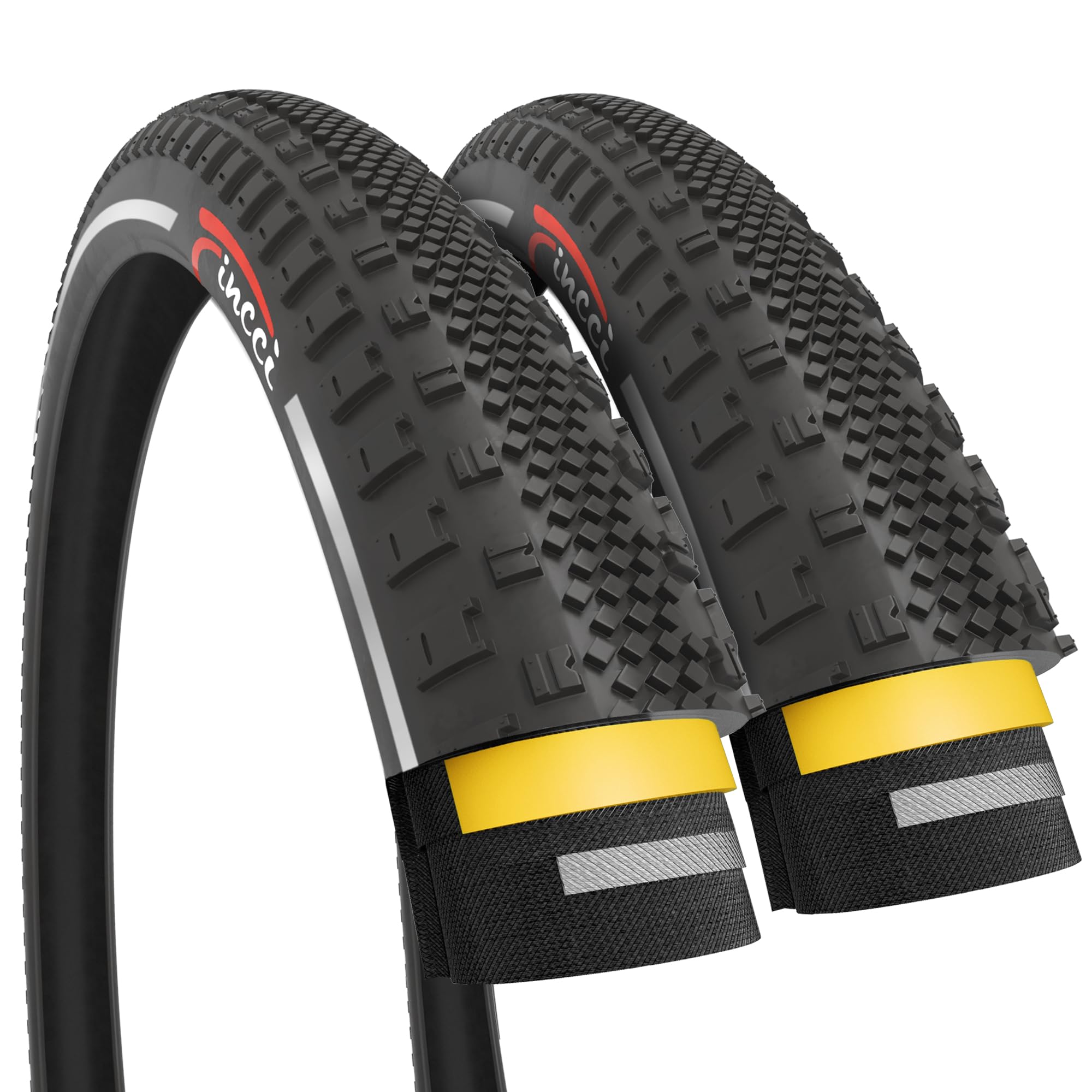Fincci Reflective Bike 700x38c Tyres - Pair Gravel Foldable 700c tires with 1mm Nylon Puncture Proof - Tyre 40-622, 60 TPI for Electric, Hybrid, Mtb, Road and Touring Bicycles - Pack of 2