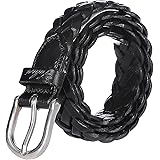 Falari Women's Leather Braided Belt Stainless Steel Buckle 6007-16 Colors