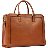 Banuce Italian Full Grain Leather Briefcase for Women Fits 15.6" Laptop | Eco-friendly Leather,Paded Laptop Compartment,Travel-friendly Luggage Strap,Detachable Strap,Office Work,Business Travel