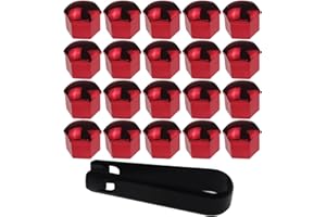 Nihfien 20 Pcs Wheel Lug Nut Covers Bolt Caps,21mm Universal Anti-Rust Car Tire Nut Caps Bolt Cover,Hexagonal Plastic Tire Bolt with Removal Tool (Red)