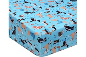 Crib Sheet - Fitted Crib Sheet Baby Sheet for Standard Crib and Toddler mattresses Nursery Bedding Sheet Crib Mattress Sheets for Boys and Girls 1 Pack Dog Toddler Sheet by UOMNY