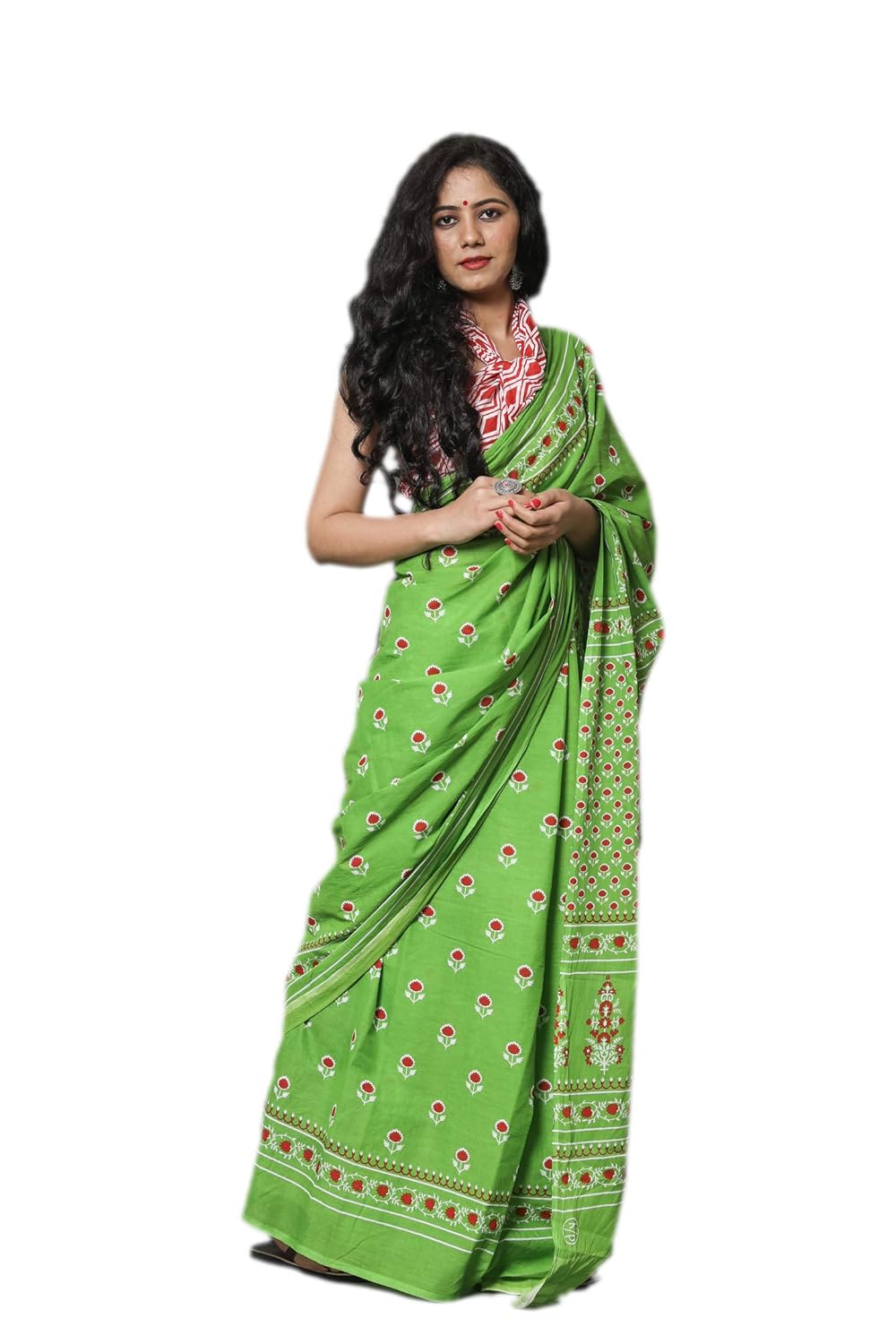 Buy Kiaaron Women's Hand Block Kalamkari Batik Bagru Jaipuri Ikat Printed Handloom Pure Cotton 