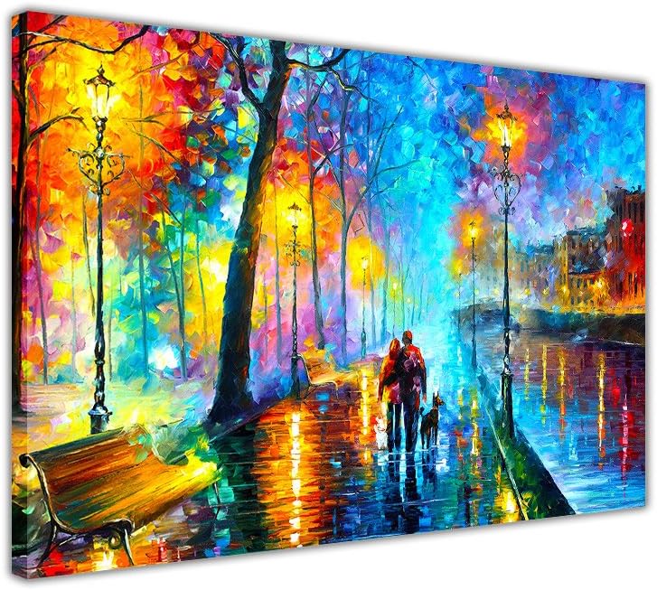 AT54378D: NEW Abstract Melody Of The Night By Leonid Afremov On Canvas Picture Wall Prints Modern Art Posters Size: A3-16" X 12" (40cm X 30cm)