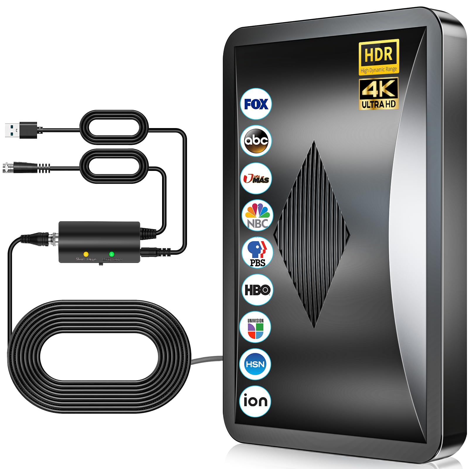 Photo 1 of 2025 Upgraded Indoor TV Antenna, 2800+ Miles Range Digital Antenna for Smart TV Indoor/Outdoor for Local Channels, HDTV Antenna with Amplifier Signal Booster 4k 8k- 38FT Thick Coaxial Cable