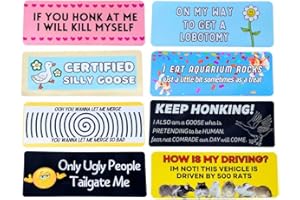 YJ PREMIUMS 10PC Funny Car Bumper Magnets | Magnetic Auto Bumpers Magnet Decals for Cars Vehicle Fun Cute Joke Hilarious Gag Humor Im Sorry Let Me Merge Honk Certified Silly Goose for Adults Gifts