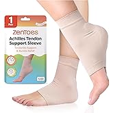 ZenToes Achilles Tendon Support Sleeve, Padded Compression Sleeve for Achilles Tendonitis Relief & Haglunds Heel, Washable Padded Socks & Heel Protectors for Bursitis Relief, 1 Pair