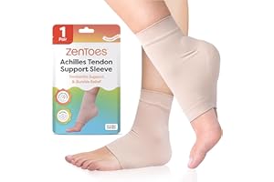 ZenToes Achilles Tendon Support Sleeve, Padded Compression Sleeve for Achilles Tendonitis Relief & Haglunds Heel, Washable Padded Socks & Heel Protectors for Bursitis Relief, 1 Pair