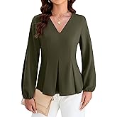 Blooming Jelly Womens Dressy Casual Peplum Tops Long Sleeve Work Blouses Trendy Dress Shirts Business Outfits 2025