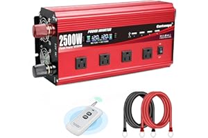 Cantonape 2500W Power Inverter 12V to 110V/120V DC to AC with LCD Display, Remote Controller 4 x AC Outlets and 4 x 3.1A USB Car Adapter for Car Truck Boat RV Solar System