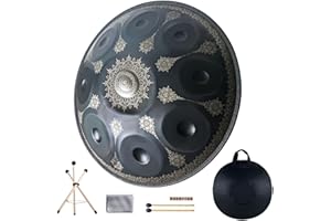 TIANCHUNYUE Handpan Drum for Adults,440HZ Hand Pan 9 Note 22 Inches D Minor Musical Handpan Drums Percussion in with Handpan Bag, Drum Sticks, Foldable Drum Stand, Cleaning Cloth