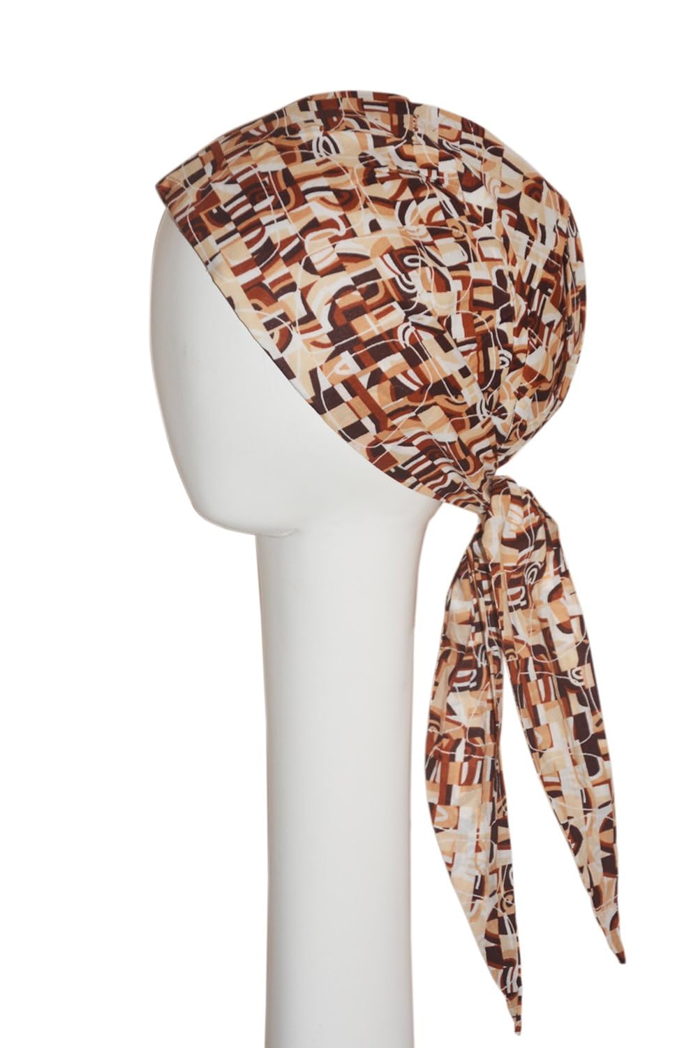 chemo scarves brown & white (buy 1 get 1 sleep cap free)