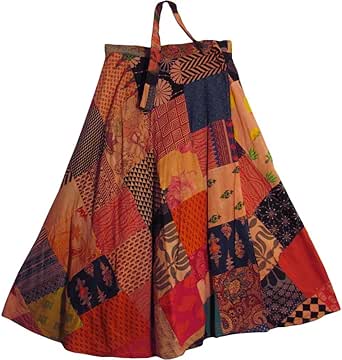 Yoga Trendz Gonna lunga da donna indiana con paillettes increspate e manico di scopa zingara (3 pezzi), Giallo, taglia unica