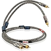 YYTCG Audiophile HiFi 1.64ft Audio RCA Cables - 2RCA Male to Male,15 AWG,4N OFC Core,24K Gold-Plated Plugs,with Nylon Braid,Subwoofer Cable,Compatible with Amplifier,CD Player,Turntable(1.64ft/0.5m)