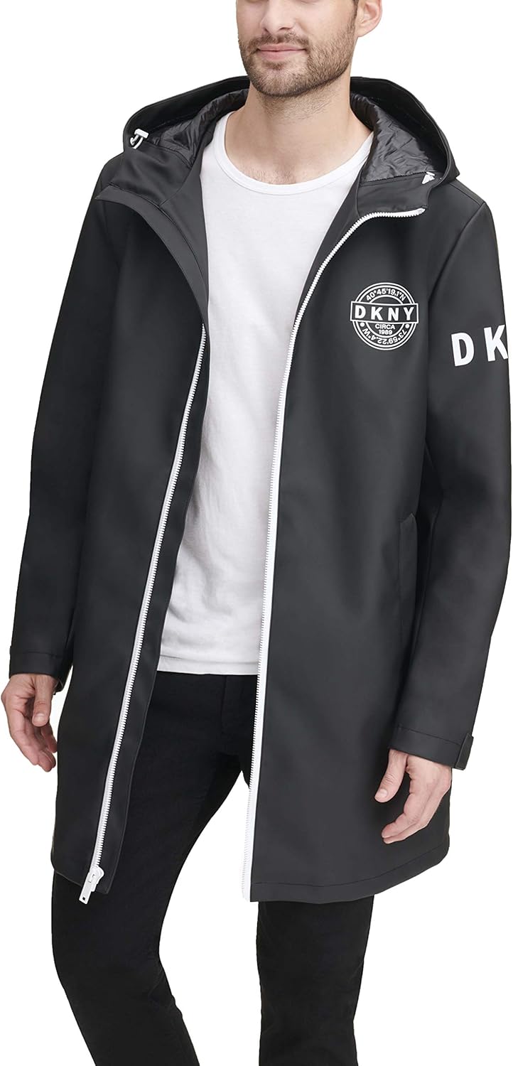 DKNY Men's Classic Long Rubberized Rain Jacket at Amazon Men’s Clothing