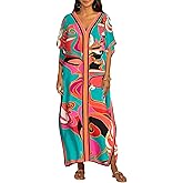 Bsubseach Women Plus Size Kaftan Dress Swimsuit Cover Up Caftan Maxi Beach Dresses Cover Ups