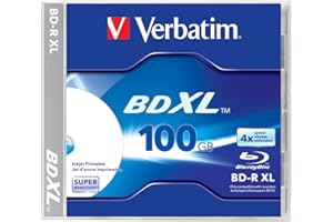 Verbatim BDXL 100GB 4X White Inkjet Printable, Hub Printable - 1pk Jewel Case, 43790