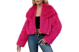 2025 Women's Faux Fur Coat Long Sleeve Fluffy Shaggy Jacket Collarless Casual Winter Warm Coat Outwear Cardigan