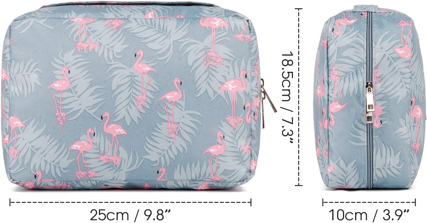 Hanging Travel Toiletry Bag Cosmetic Make up Organizer for Women and Girls Waterproof (A-Flamingo)