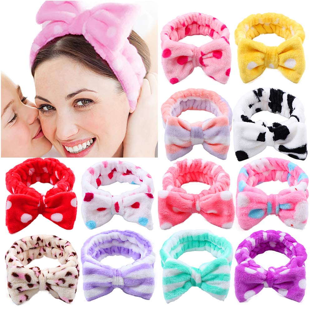 12 Pack Bow Hair Bands for Women Soft 