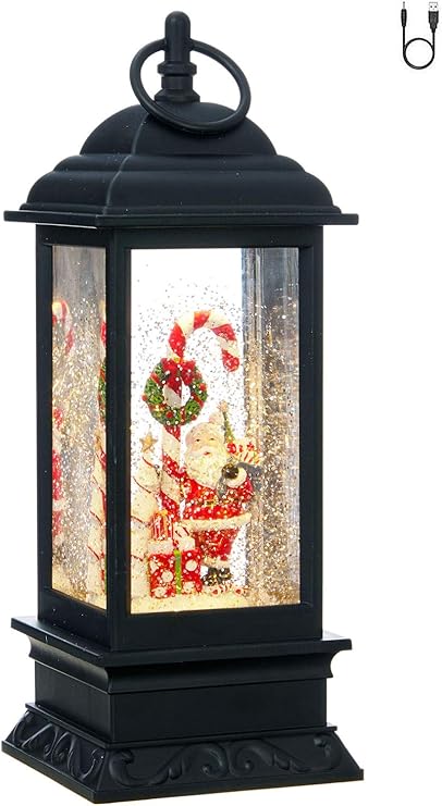 Raz Imports Lanterne à Eau Lumineuse Père Noël Et Canne à