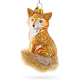 Wild Fox Blown Glass Christmas Ornament