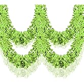 33Ft Christmas Tinsel Garland Shiny Thick Green Tinsel Decor Xmas Tree Decorations Metallic Twist Foil Garland for Christmas St Patricks Day Birthday Party Indoor Outdoor Supplies - Pale Green