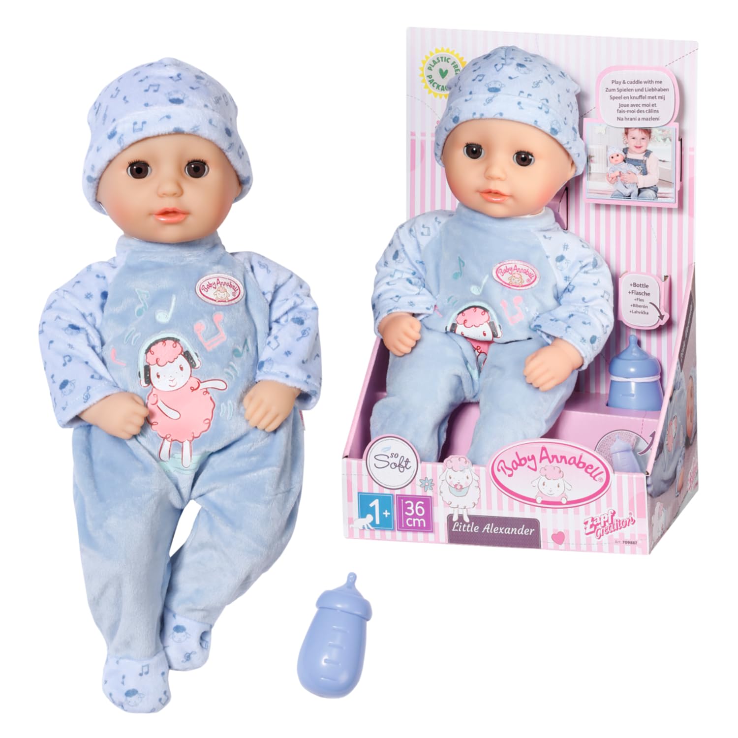 Baby Annabell Little Alexander 36cm Soft Bodied Doll With Bottle Pretend Feeding - Suitable Children Aged 1+ Years - Includes Doll, Bottle And Outfit