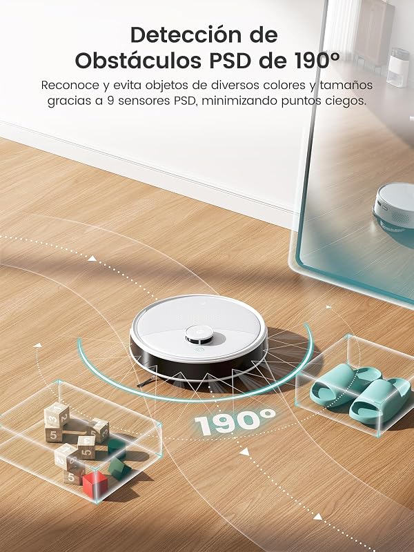 M3 Robot Aspirador e Esfregão, Sucção de 12.000Pa em 220min, Navegação dToF, Estação Auto-Esvaziante, Prevenção de Obstáculos PSD de 190°, Esfregão Duplo Rotativo, Branco